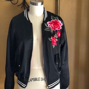 Size small black/ red bomber jacket satin (Italy)